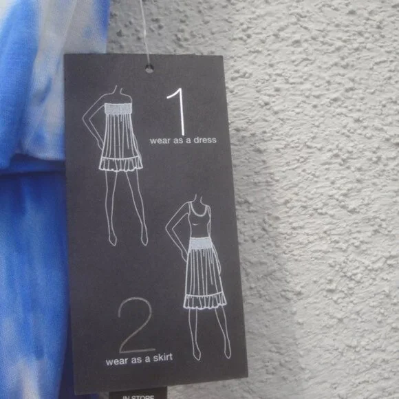 INC International Concepts Dress Skirt Size Small Blue Tie Dye Bohemian - Picture 3 of 4